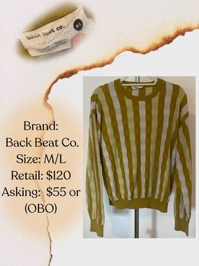 Back Beat Co. Mustard & Cream Vertical Stripe Knit Pullover